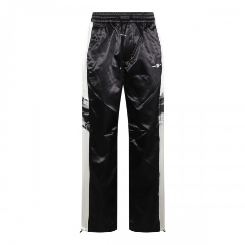 BLACK AND WHITE COTTON TRACK PANTS