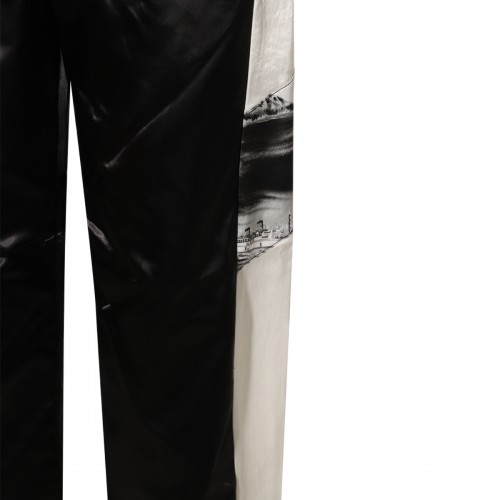 BLACK AND WHITE COTTON TRACK PANTS