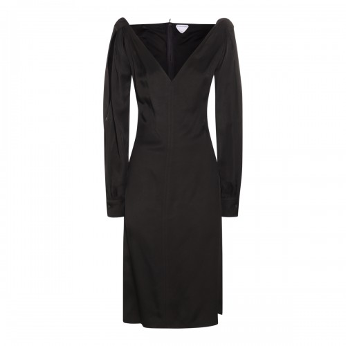 BLACK VISCOSE MIDI DRESS
