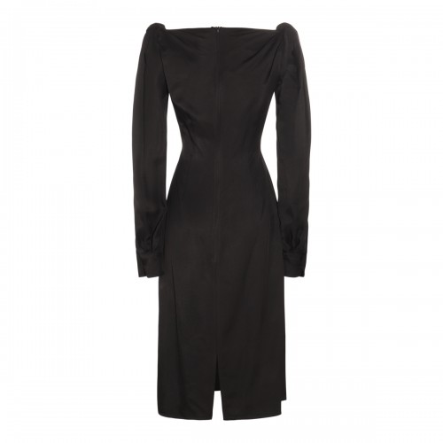 BLACK VISCOSE MIDI DRESS  2