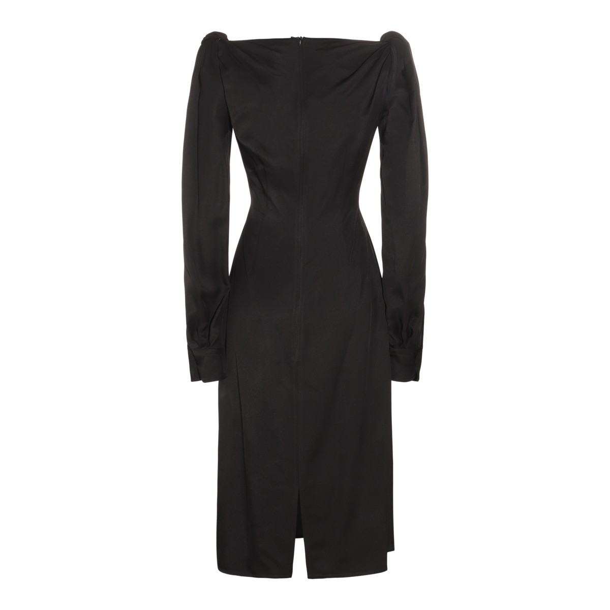 BLACK VISCOSE MIDI DRESS  BLACK VISCOSE MIDI DRESS