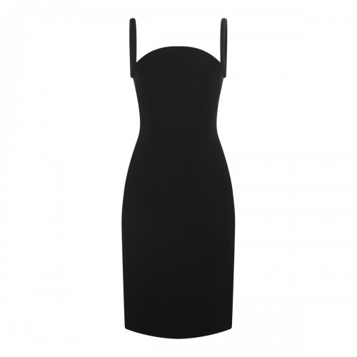 BLACK VISCOSE BLEND SLEEVELESS DRESS