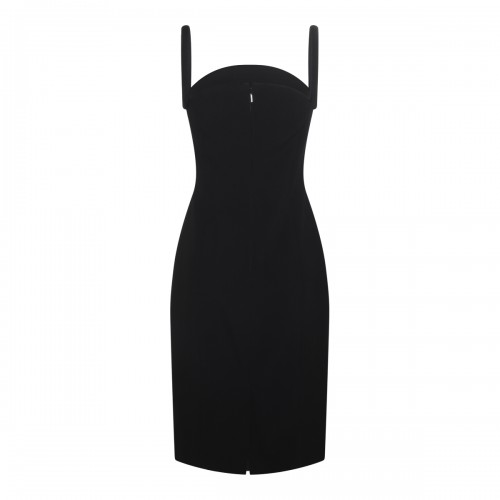 BLACK VISCOSE BLEND SLEEVELESS DRESS