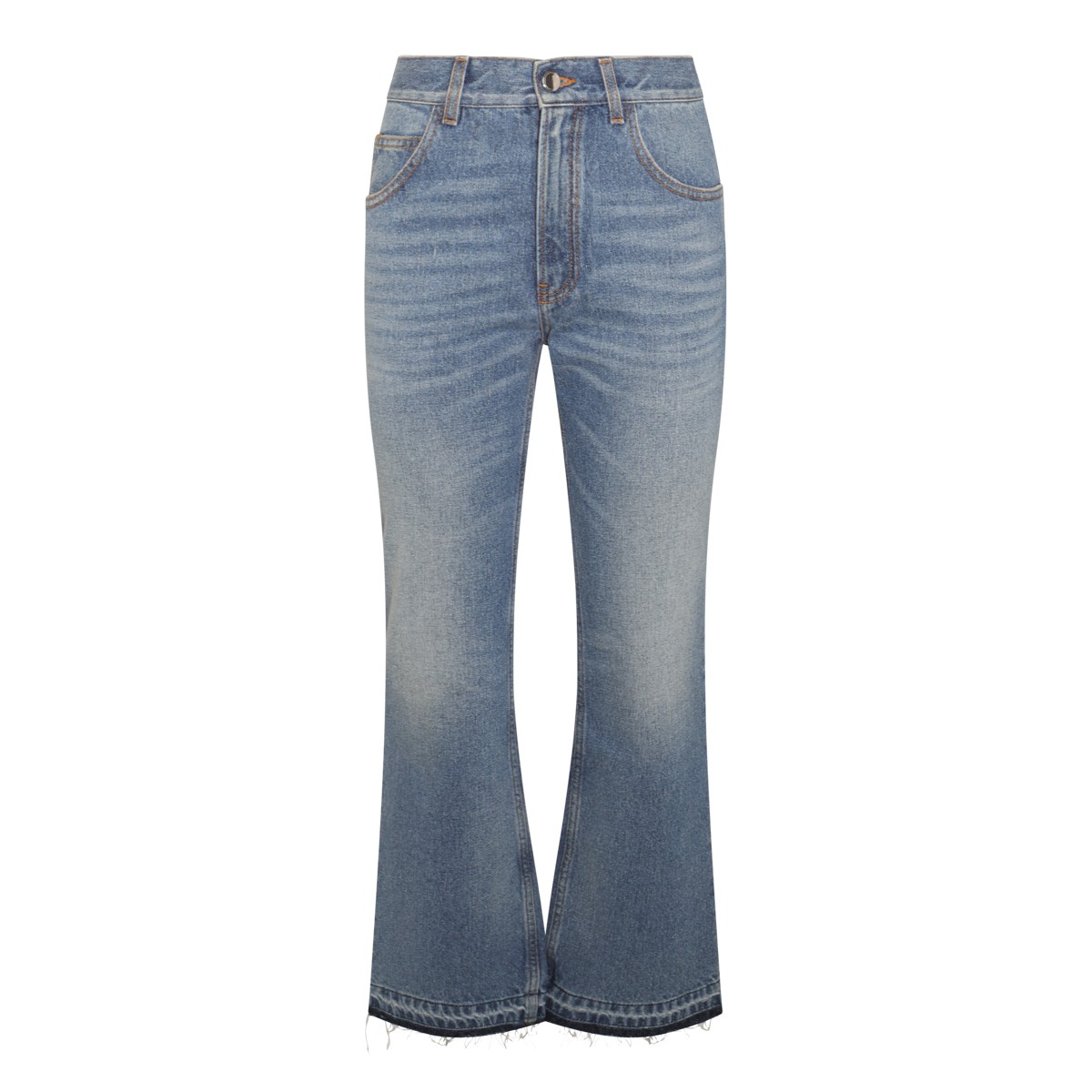 FOGGY BLUE DENIM USED FLARED JEANS