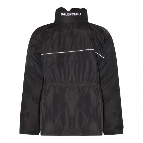 BLACK NYLON WRAP PARKA DOWN JACKET 