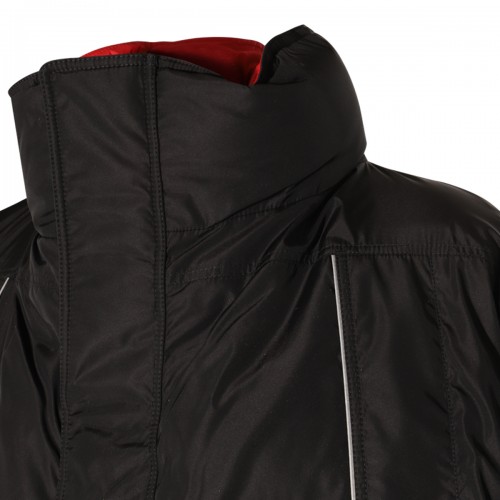 BLACK NYLON WRAP PARKA DOWN JACKET 