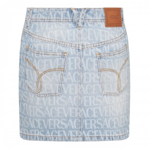 LIGHT BLUE COTTON DENIM SKIRT