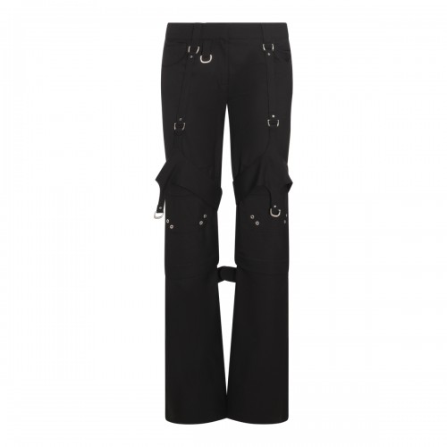 BLACK VIRGIN WOOL BLEND CARGO ZIPPED PANTS