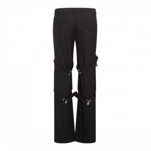 BLACK VIRGIN WOOL BLEND CARGO ZIPPED PANTS