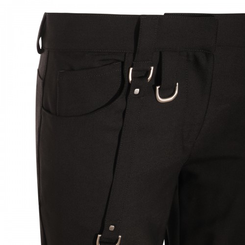 BLACK VIRGIN WOOL BLEND CARGO ZIPPED PANTS