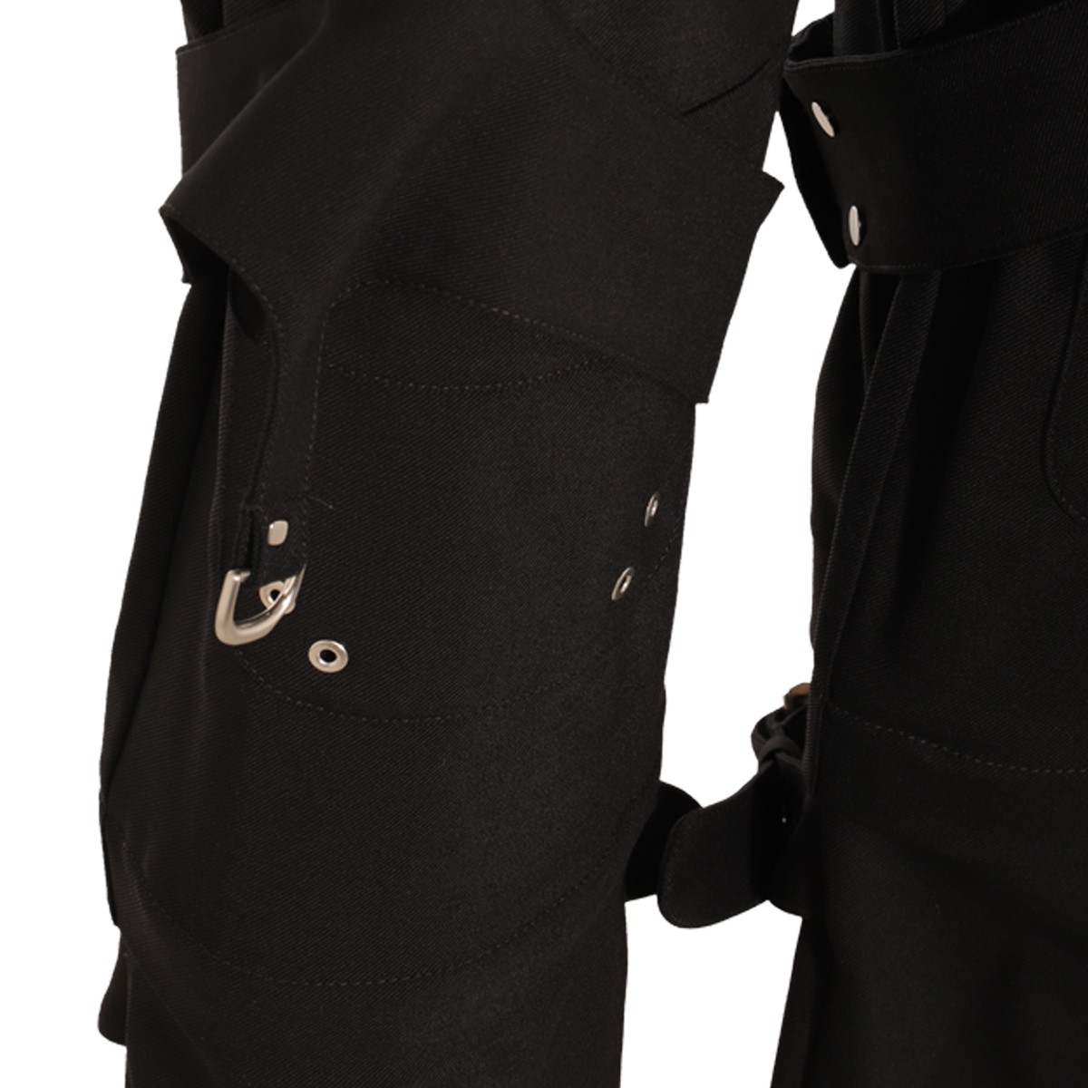 BLACK VIRGIN WOOL BLEND CARGO ZIPPED...