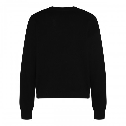 BLACK MULTICOLOUR VISCOSE-WOOL BLEND JUMPER