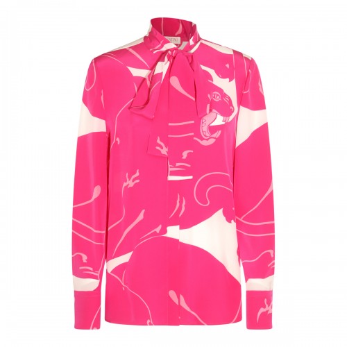 PINK AND WHITE SILK SHIRT