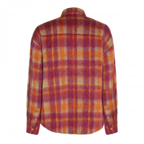 BURGUNDY VIRGIN WOOL AND MOHAIR BLEND CHECK CASUAL JACKET