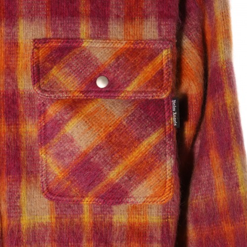 BURGUNDY VIRGIN WOOL AND MOHAIR BLEND CHECK CASUAL JACKET