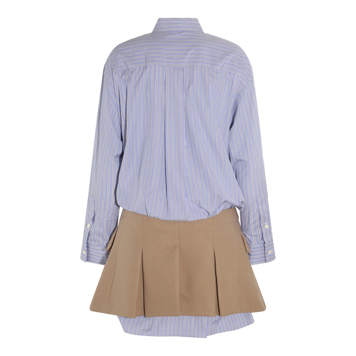 LIGHT BLUE, WHITE AND BEIGE COTTON DRESS LIGHT BLUE, WHITE AND BEIGE COTTON DRESS