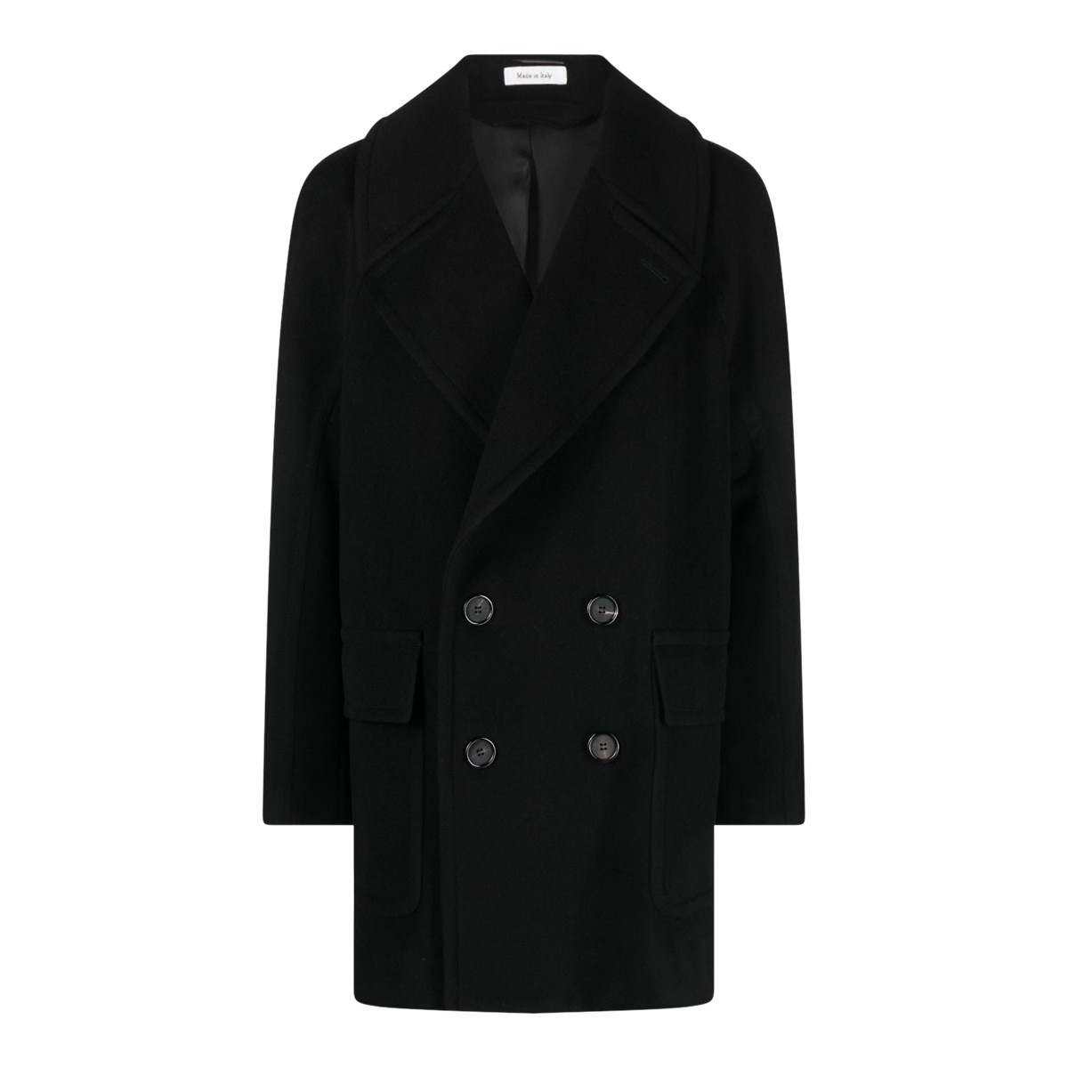 BLACK WOOL BLEND COAT