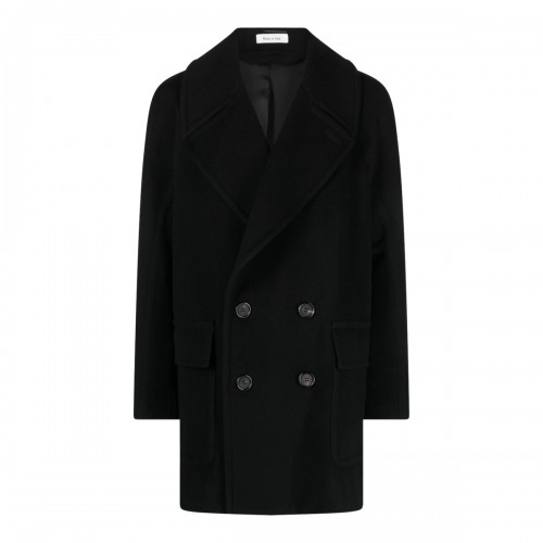 BLACK WOOL BLEND COAT