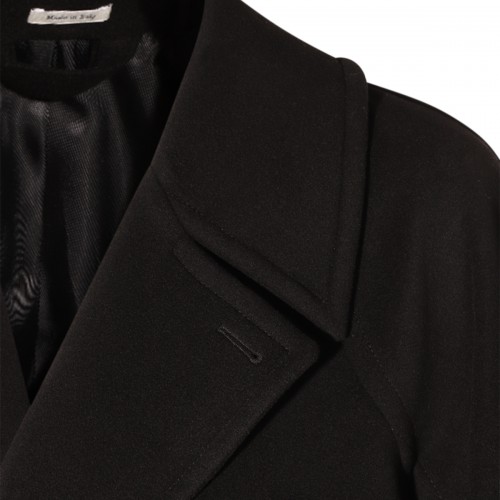 BLACK WOOL BLEND COAT