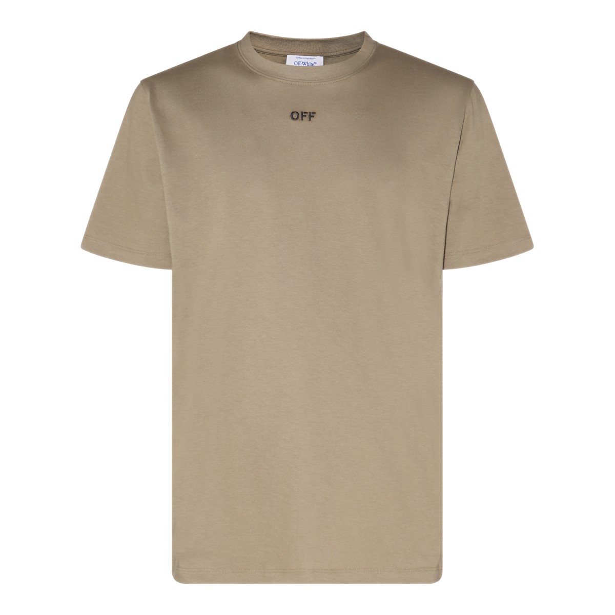 BEIGE AND BLACK COTTON T-SHIRT