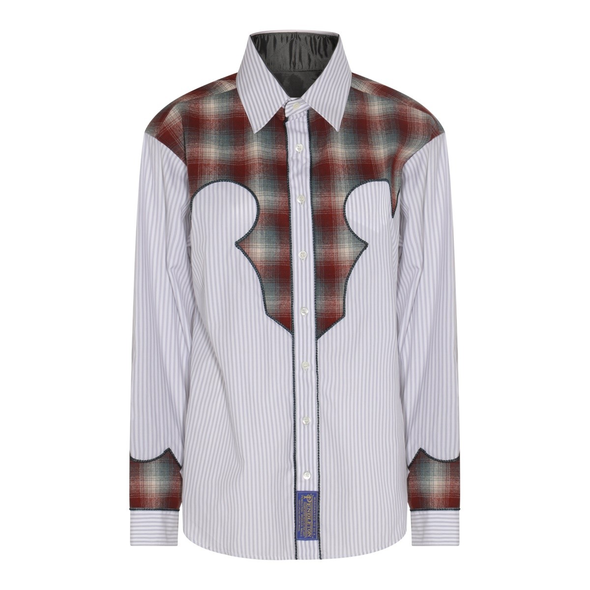 GREY AND BROWN COTTON SHIRT