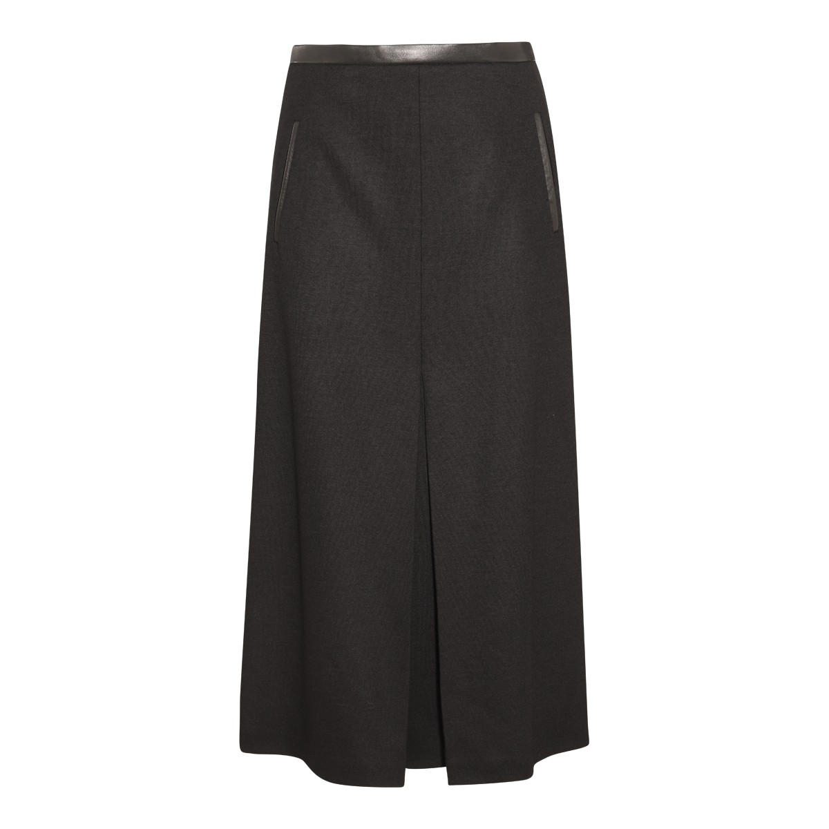 BLACK WOOL BLEND SKIRT