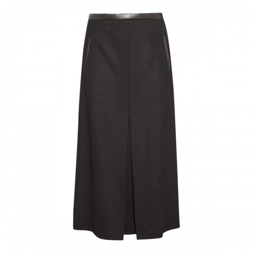 BLACK WOOL BLEND SKIRT