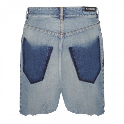 BLUE DENIM CUT UP PATCHED POCKET MINI SKIRT