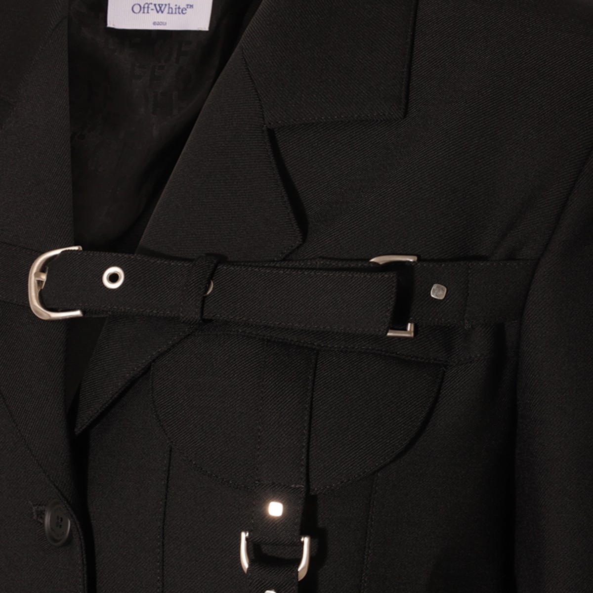 BLACK VIRGIN WOOL BLEND CARGO BLAZER  BLACK VIRGIN WOOL BLEND CARGO BLAZER