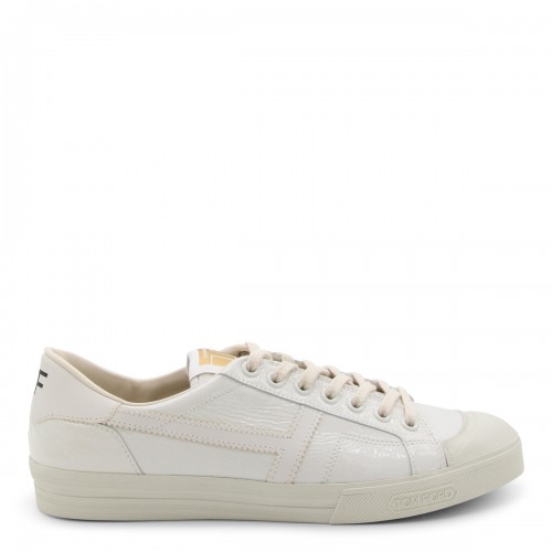 WHITE LEATHER LOW TOP SNEAKERS