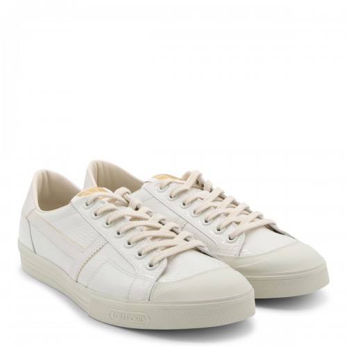 WHITE LEATHER LOW TOP SNEAKERS