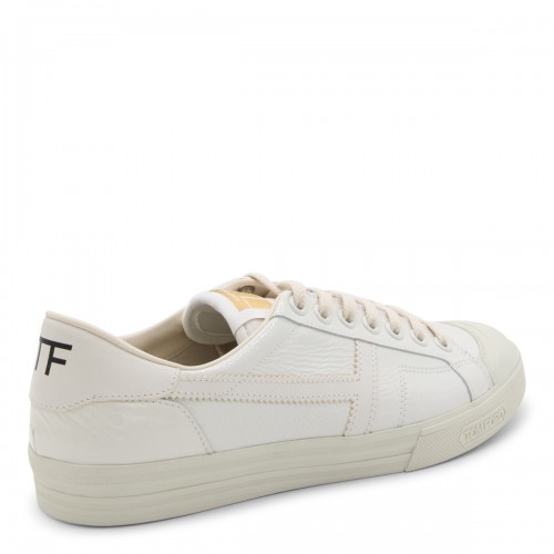 WHITE LEATHER LOW TOP SNEAKERS