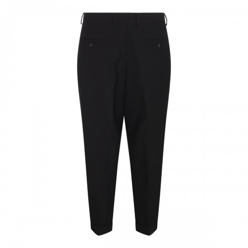 BLACK WOOL BLEND TROUSERS