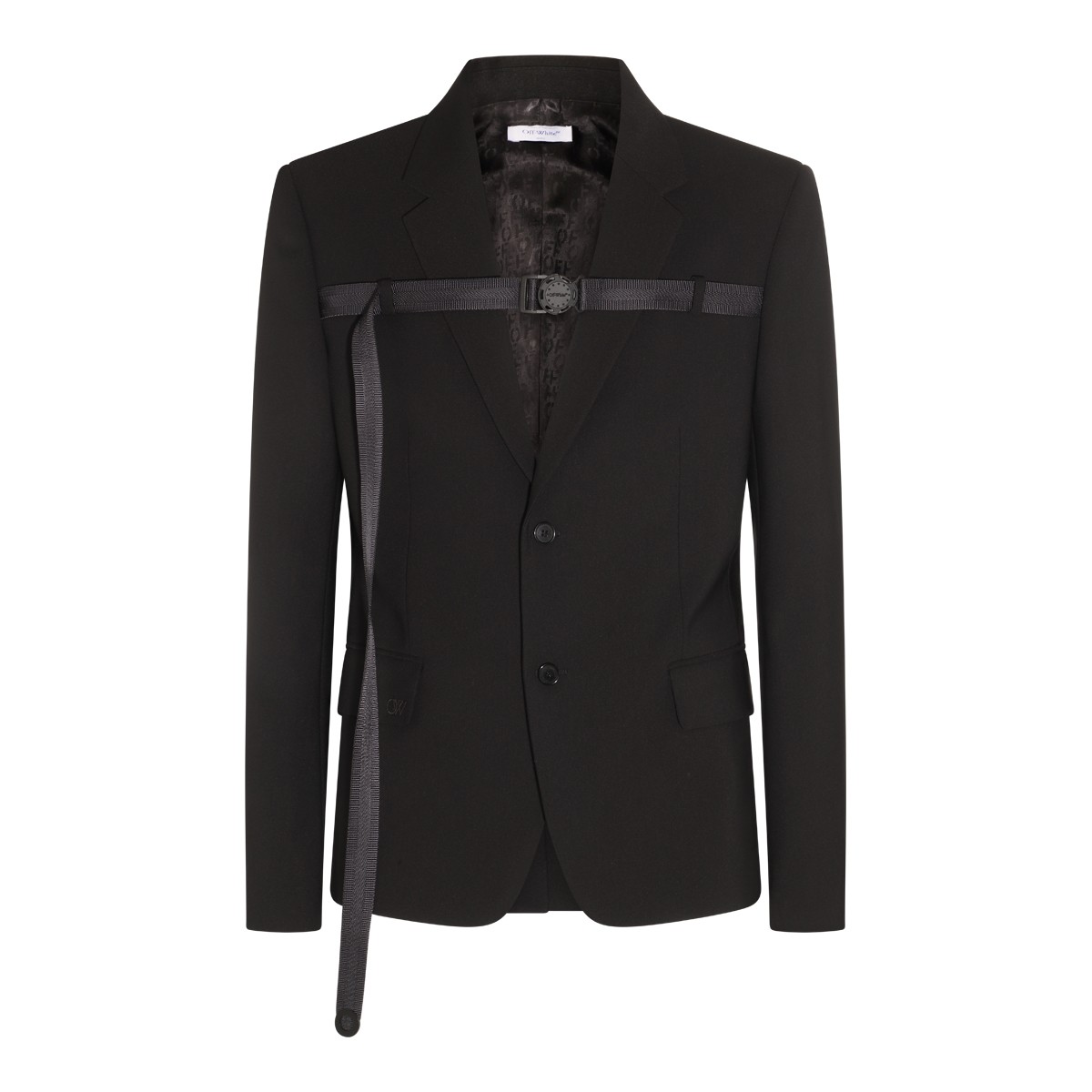 BLACK VISCOSE-WOOL BLEND BLAZER