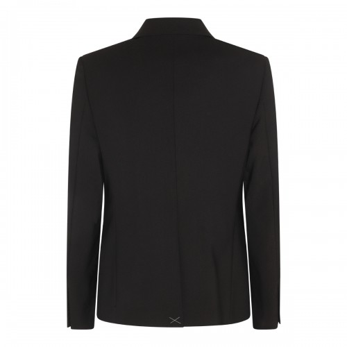 BLACK VISCOSE-WOOL BLEND BLAZER