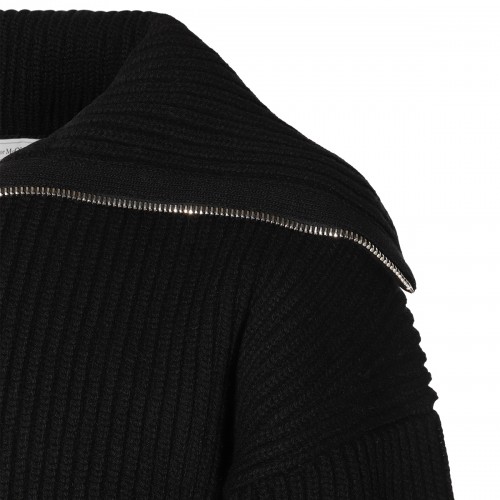 BLACK WOOL AND CASHMERE BLEND SWEATER 