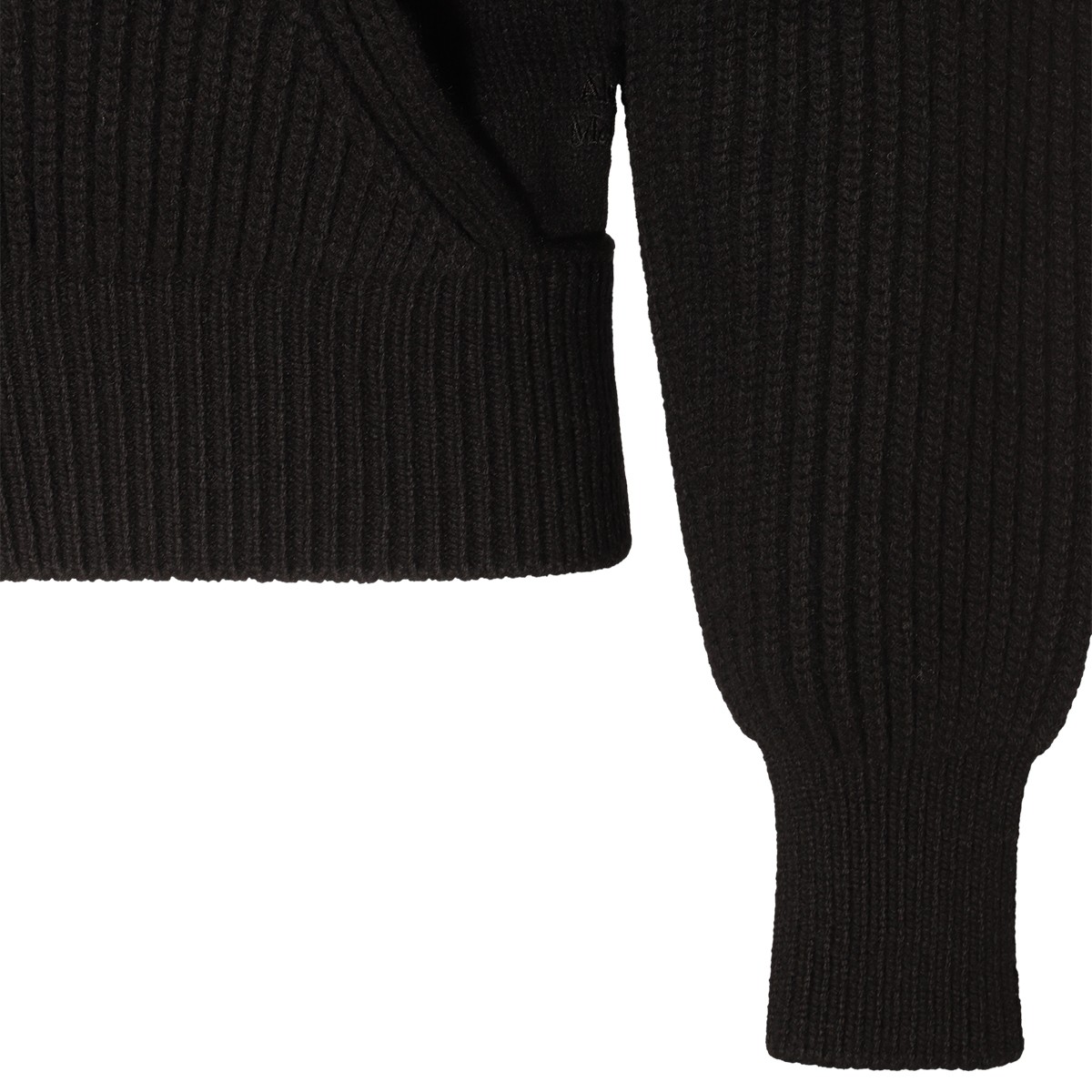 BLACK WOOL AND CASHMERE BLEND SWEATER  BLACK WOOL AND CASHMERE BLEND SWEATER