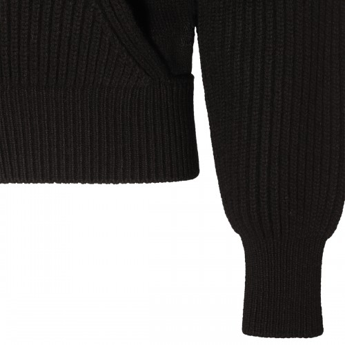 BLACK WOOL AND CASHMERE BLEND SWEATER 