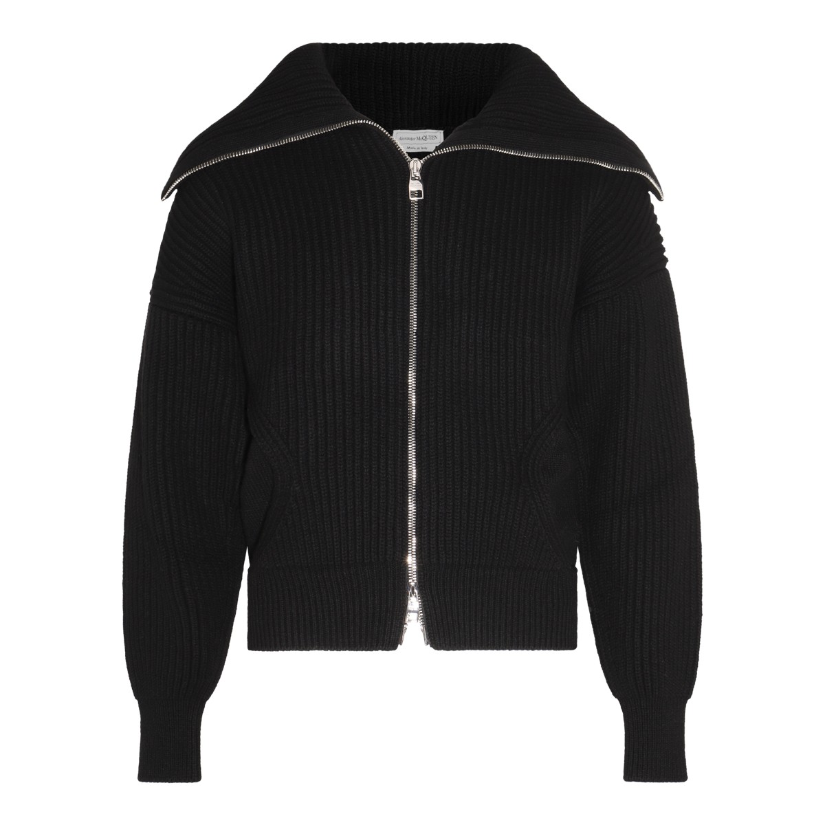 BLACK WOOL AND CASHMERE BLEND SWEATER  BLACK WOOL AND CASHMERE BLEND SWEATER