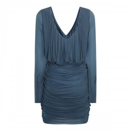 BLUE DRAPED MINI DRESS 2