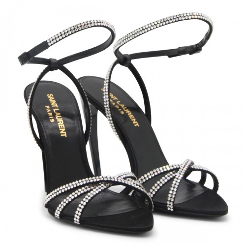 BLACK SILK AVA SANDALS