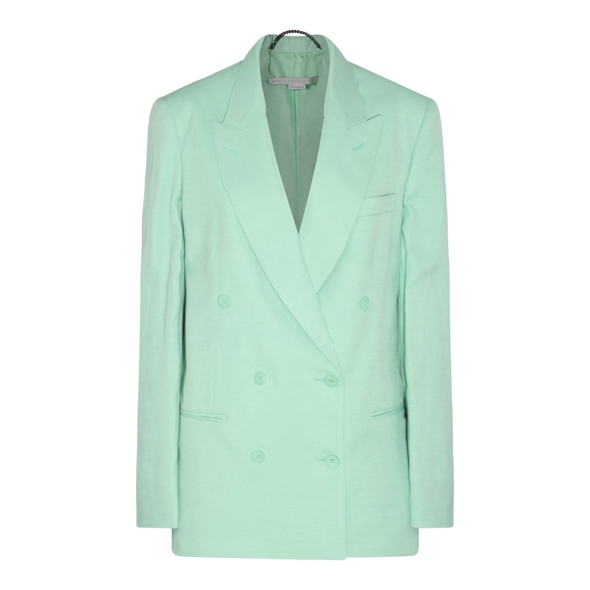 GREEN VISCOSE-LINEN BLEND BLAZER