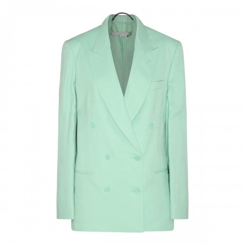 GREEN VISCOSE-LINEN BLEND BLAZER