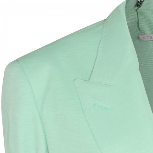 GREEN VISCOSE-LINEN BLEND BLAZER