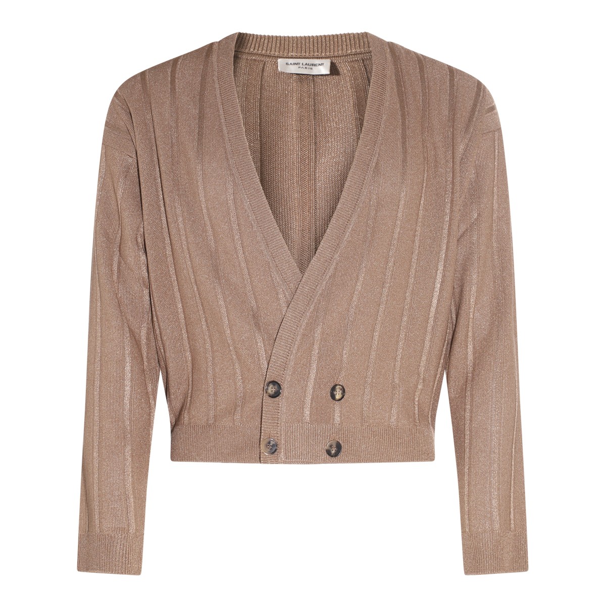 LIGHT BROWN VISCOSE BLEND CARDIGAN