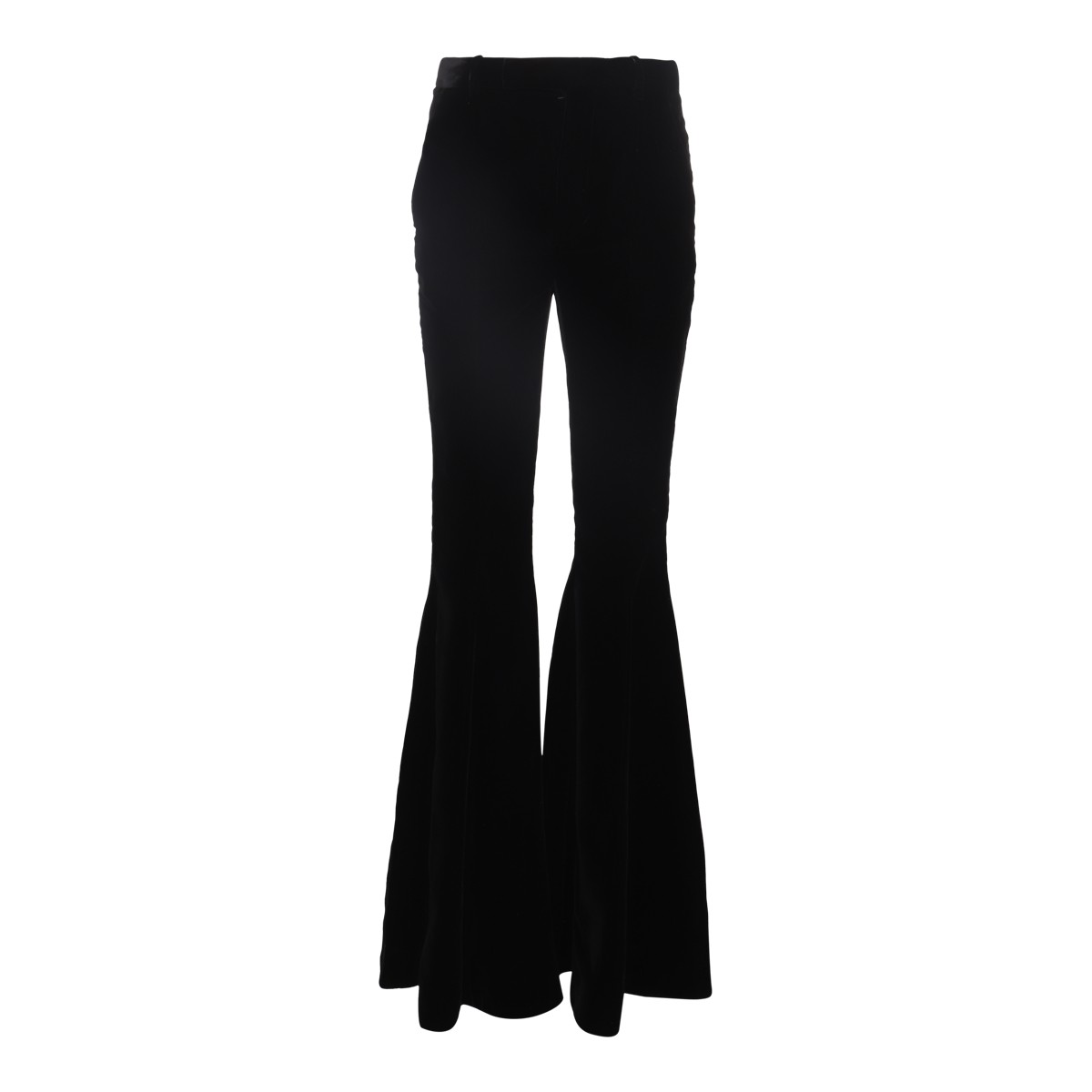 BLACK SILK-VISCOSE BLEND TROUSERS