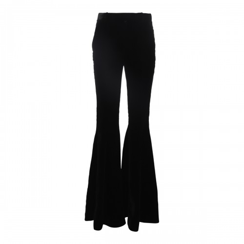 BLACK SILK-VISCOSE BLEND TROUSERS