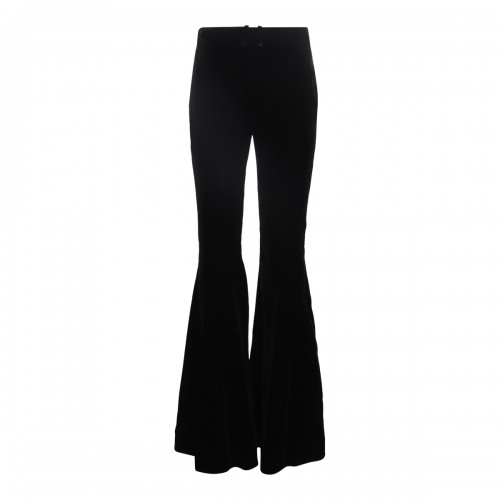 BLACK SILK-VISCOSE BLEND TROUSERS