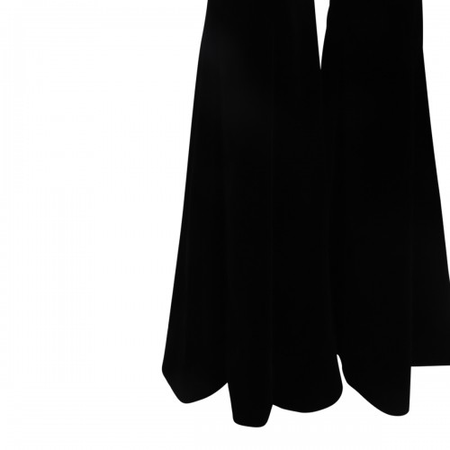 BLACK SILK-VISCOSE BLEND TROUSERS