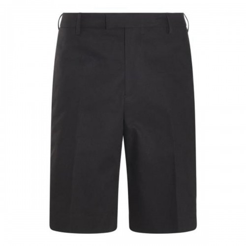 BLACK COTTON BERMUDA SHORTS